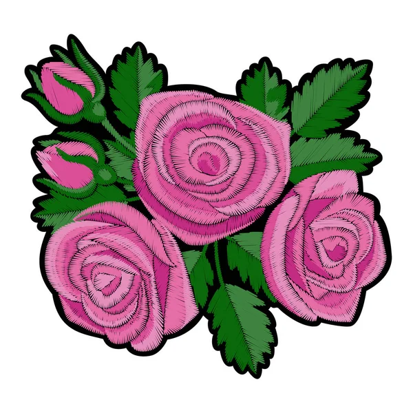 Aufnäher rosa Rose — Stockvektor