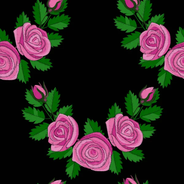 Вышивка из розового розового угла — стоковый вектор