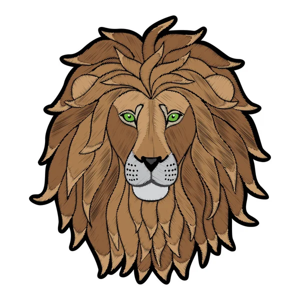 Patch de cabeça de leão de bordado — Vetor de Stock