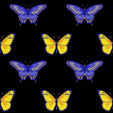 Gül ve kelebekler nakış seamless modeli