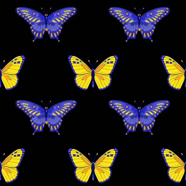 Gül ve kelebekler nakış seamless modeli