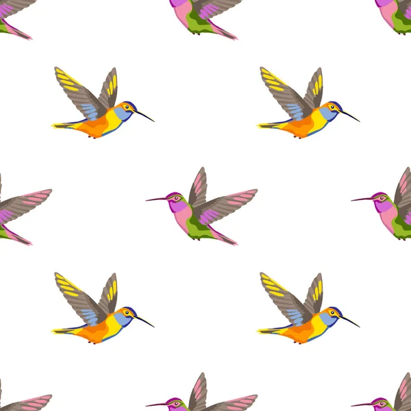 Kolibri-Stickerei nahtloses Muster — Stockvektor