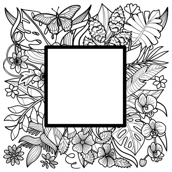 Tropical Square Frame — Stock Vector