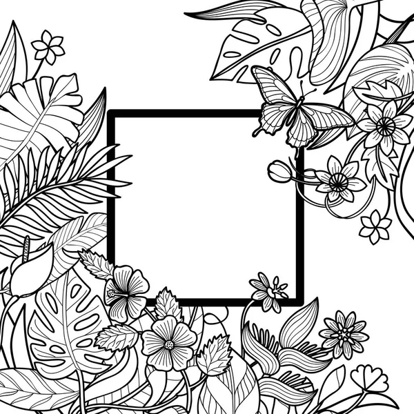 Cadre carré tropical — Image vectorielle