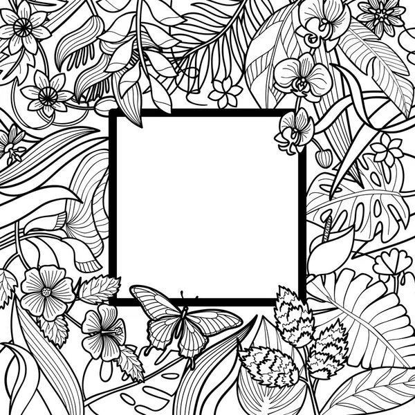 Cadre carré tropical — Image vectorielle