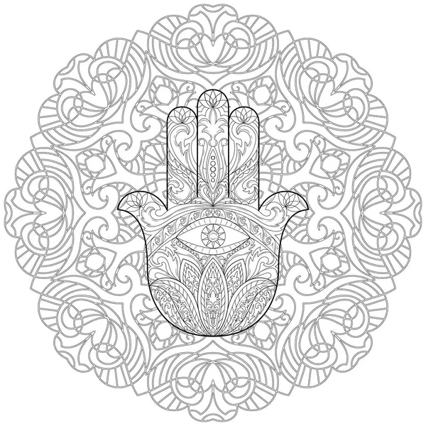 Mão de Fátima Tatuagem com Mandala —  Vetores de Stock