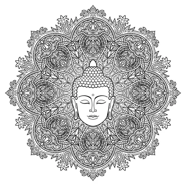 Buda Mandala colorir página —  Vetores de Stock