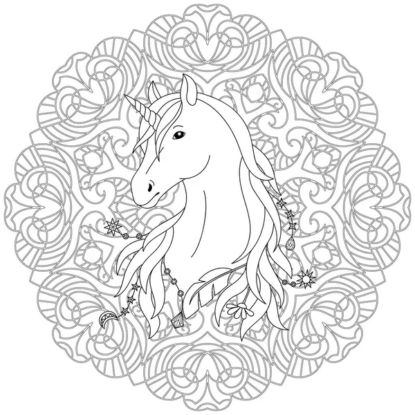 Unicorn Tattoo kleurplaat — Stockvector