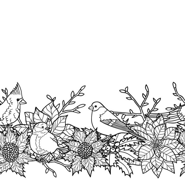 Winter Outline Seamless Border