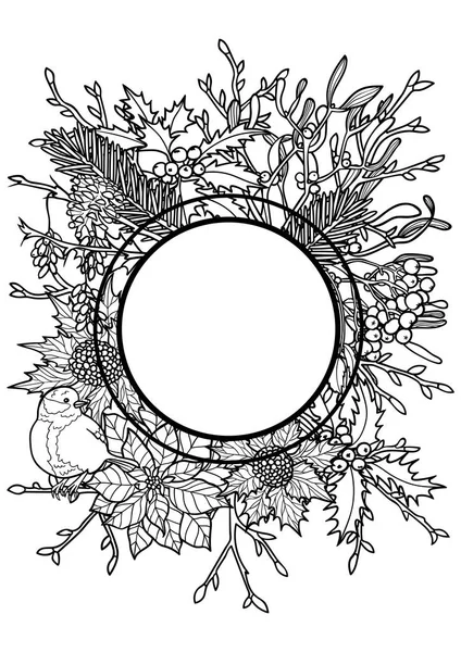 Kış anahat yuvarlak çerçeve