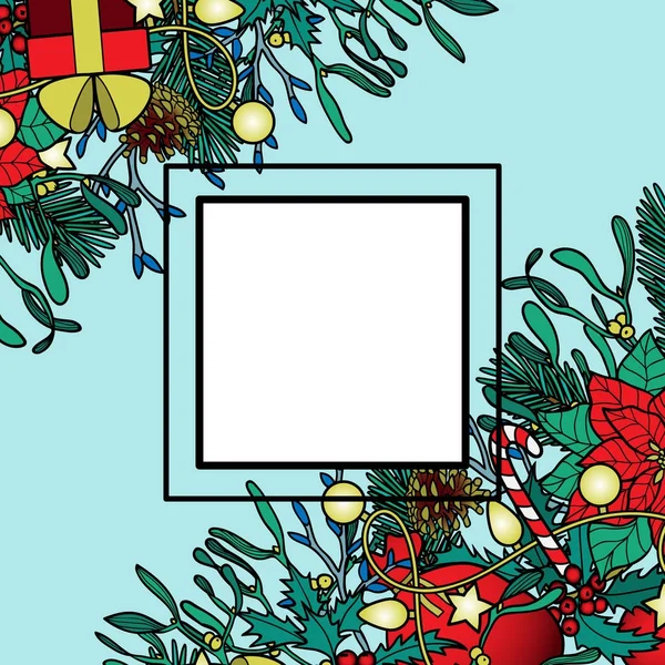 Χριστουγεννιάτικα πολύχρωμα γωνιακή σύνθεση — Διανυσματικό Αρχείο