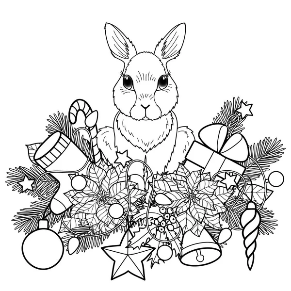 Zimowe wakacje wzór z królika — Wektor stockowy