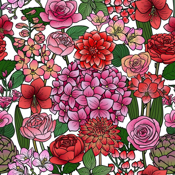 Les fleurs du jardin Modèle sans couture — Image vectorielle