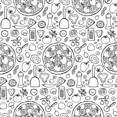 Elle çizilmiş vejetaryen Pizza