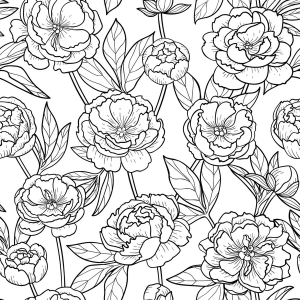 Pivoines modèle sans couture — Image vectorielle