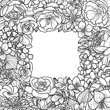 Bahçe çiçekli çerçeve