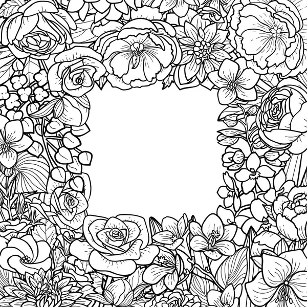 Jardin fleurs cadre — Image vectorielle