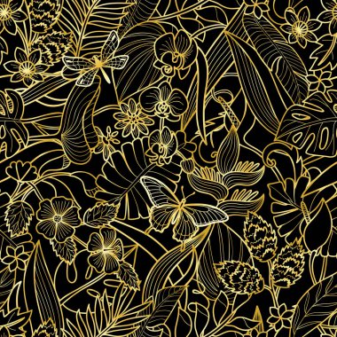 Tropikal altın Seamless Modeli