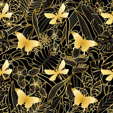 Tropikal altın Seamless Modeli