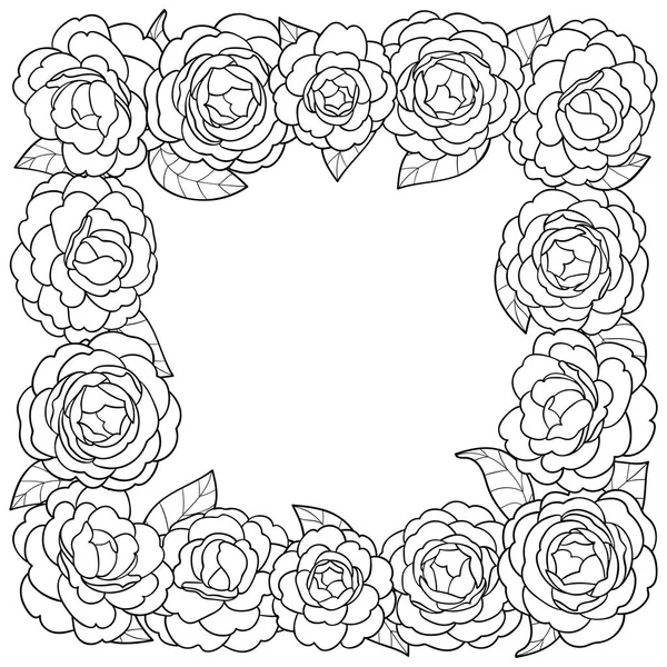 Camellia vierkant Frame — Stockvector