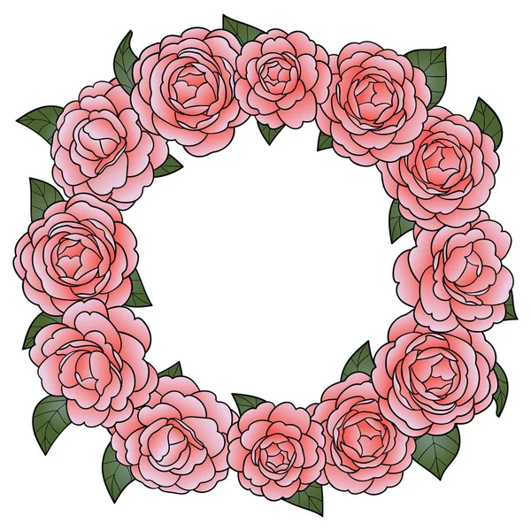 Camellia Cadre rond — Image vectorielle