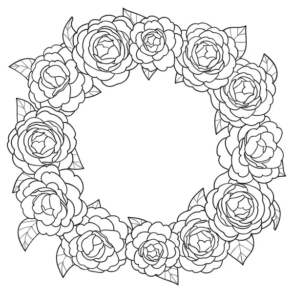 Camellia marco redondo — Archivo Imágenes Vectoriales