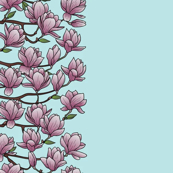 Magnolia sömlös gränsen — Stock vektor