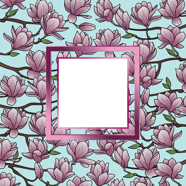 Magnolia Composición del marco — Archivo Imágenes Vectoriales
