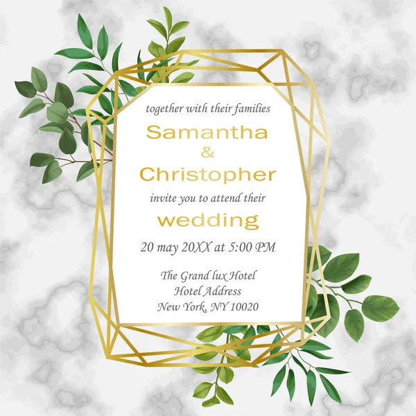 Invitación de boda con Greenery — Vector de stock