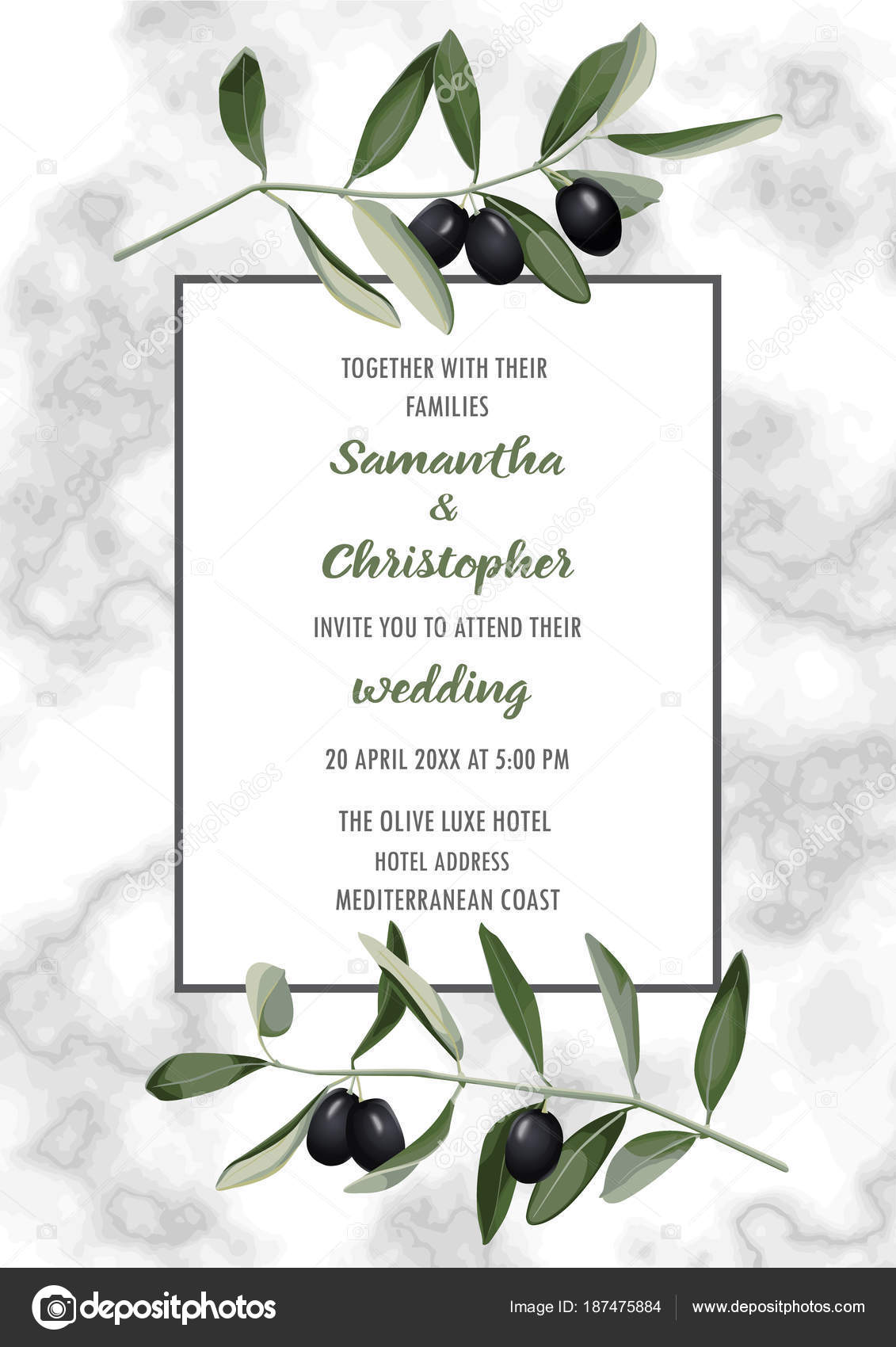 Einladungskarten Hochzeit Oliven