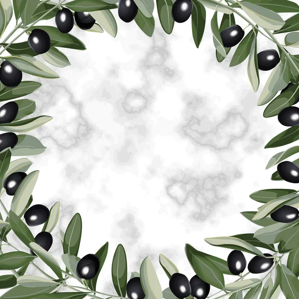 Szablonu ramka z gałązek oliwnych — Wektor stockowy