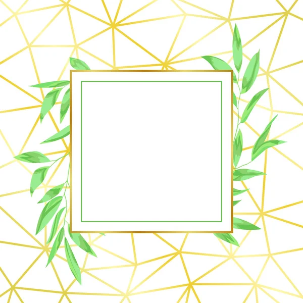 Goldtn Frame and Greenery — Stock Vector