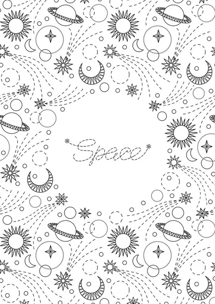 Space Doodle Postcard — Stock Vector