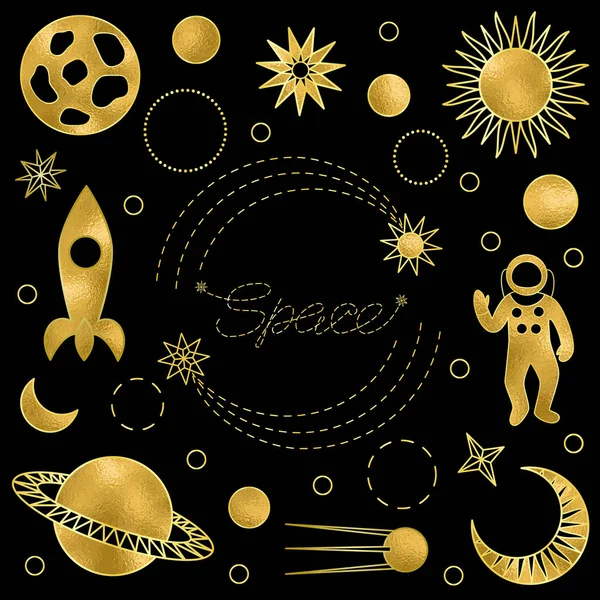 Открытка Space Luxury Gold — стоковый вектор