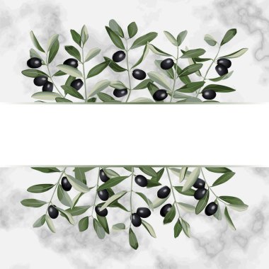 Zeytin brançlardan mermer üzerinde şablonla