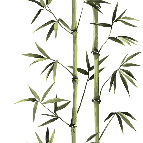 Bamboo senza cuciture bordo verticale su sfondo bianco — Vettoriale Stock