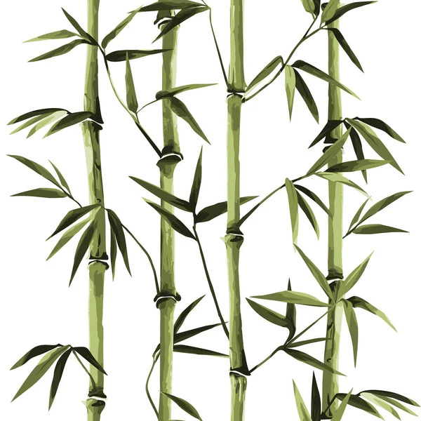 Bambu sömlös vertikal gräns på vit bakgrund — Stock vektor