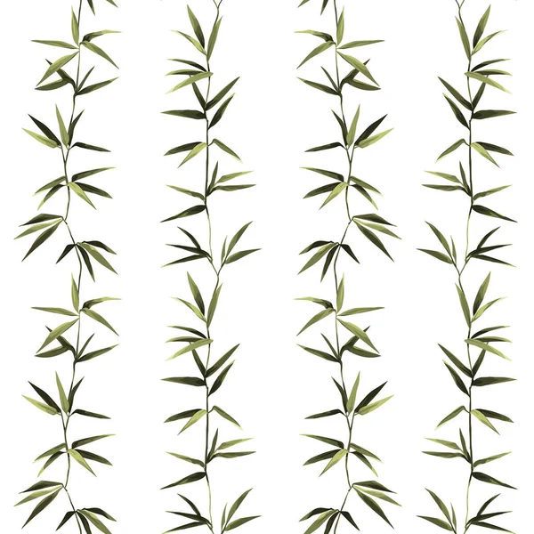 Patrón vertical sin costura de bambú sobre fondo blanco — Archivo Imágenes Vectoriales