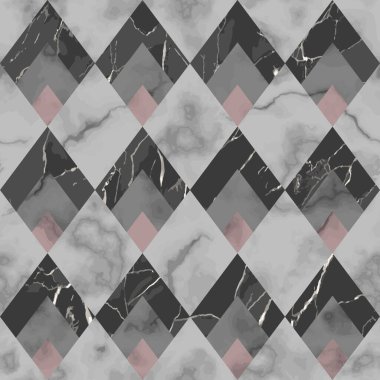 Mermer Lüks Geometrik Kusursuz Desen. Vektör Tekrarlama Arkaplanı