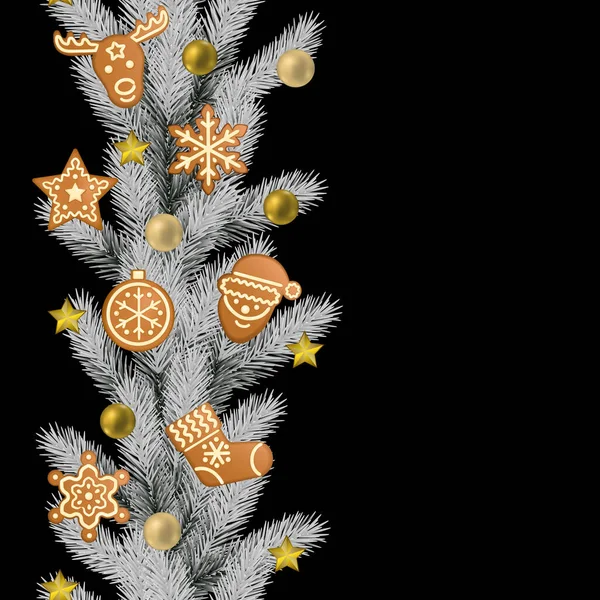 Noël et Nouvel An frontière verticale sans couture — Image vectorielle