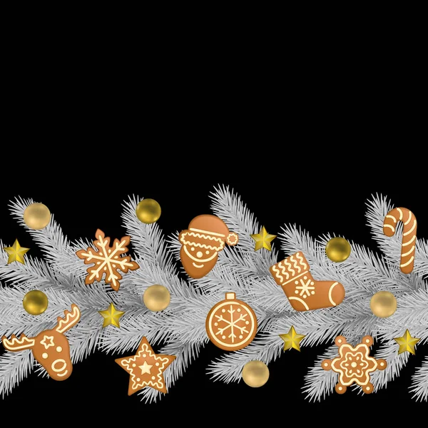 크리스마스와 새 해 원활한 수평선 테두리 — 스톡 벡터