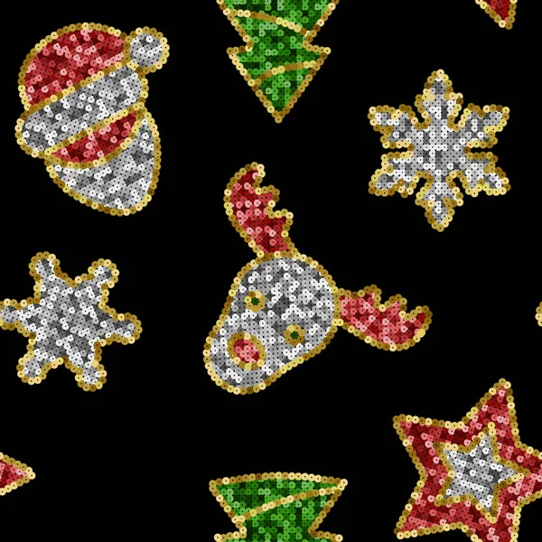 Χριστουγεννιάτικα παιχνίδια από Sequins Διάνυσμα μοτίβο χωρίς ραφή. — Διανυσματικό Αρχείο