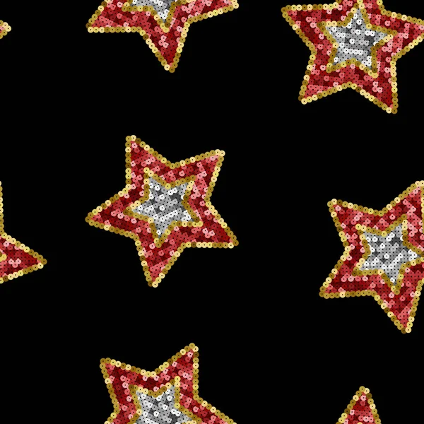 Stars from Sequins Winter Vector Seamless Pattern. — Stock Vector