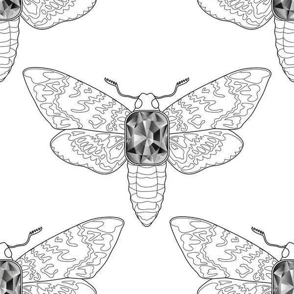 Death head moth jewelry vector seamless pattern — Stockový vektor