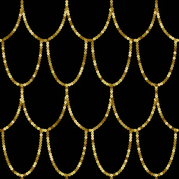 Art Deco Golden Sequin Seamless Pattern. Gatsby Luxury Retro Background — Stock Vector