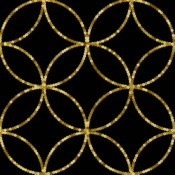 Gold Sequins Luxury Seamless Pattern με κύκλους και ρόμβους. Ιστορικό διακοπών — Διανυσματικό Αρχείο