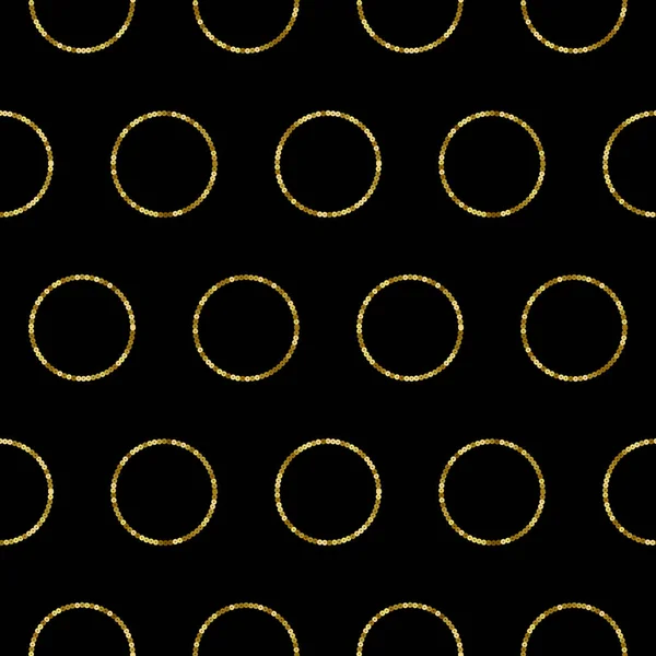 Gold Sequins Luxury Seamless Pattern with Circles. Holiday Background — Stock vektor