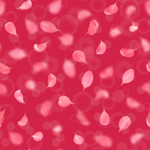 Rosafarbene Kirschblütenblätter mit Bokeh-Effekt — Stockvektor