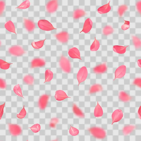 Рожеві вишневі пелюстки з ефектом боке безшовний візерунок — стоковий вектор
