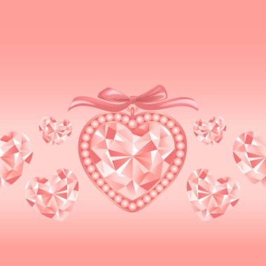 Yatak örtüsü yerine pembe kristal kalplerle kusursuz desen.